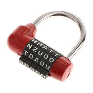 Imagem de Almencla Cadeado Com 5 Letras Combinação De Senha, Trava De Mostrador Reiniciável, Cordão De 33 Mm, Para Mochila Mala De Bagagem, 4 Cores Sortidas, Vermelho