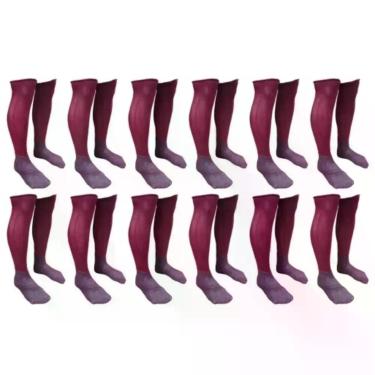 Imagem de Meião De Futebol Delfia Popular Adulto Kit Com 12 Pares 38 a 44, Vinho