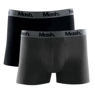 Imagem de Kit 2 Cueca Boxer Cotton Mash Masculina Cós Elástico, Preto, M