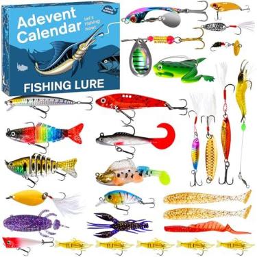 Imagem de SenZjx Calendário Do Advento 2024 Conjunto De Iscas De Pesca – 24 Dias De Contagem Regressiva De Natal Com Equipamento De Pesca Exclusivo – Presente De Isca De Pesca Surpresa De Natal Premium Para Pai