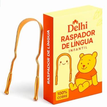 Imagem de Raspador Limpador de Língua Infantil de Cobre Puro - Delhi Ayurveda - Pequeno Baby Criança