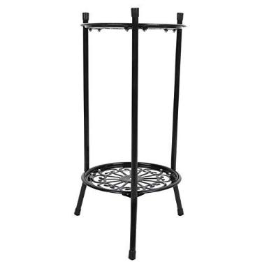 Imagem de Aramox Suporte de Planta de Metal de 2 Camadas, Prateleira de Exposição para Vasos de Flores Com Estrutura de Suporte de tripé, para Jardim Interno Externo, Varanda, Decoração de (Preto)