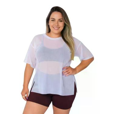 Imagem de Blusa Tule Feminina Fitness Academia PLus Size Branco - Ast Store, Bra