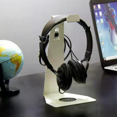 Imagem de Suporte para Fone de Ouvido Tipo Pedestal Mesa - Aço Branco - Maxx Dia