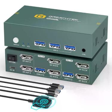 Imagem de Switch KVM GREATHTEK para Monitor Duplo DisplayPort 8K@60Hz