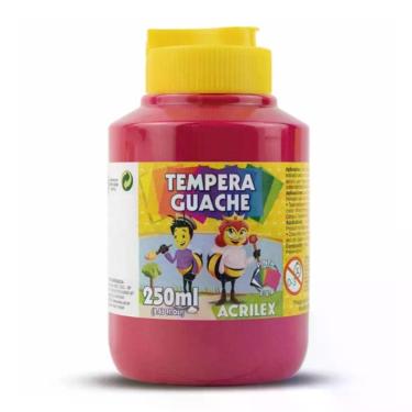 Imagem de Tinta Guache Acrilex Guache 250ml para Pintura em Papel Cartolina E.V.A Alta Cobertura Não Tóxica Rosa