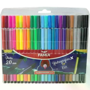 Imagem de Caneta Hidrografica Hexagonal 24 Cores - Famix
