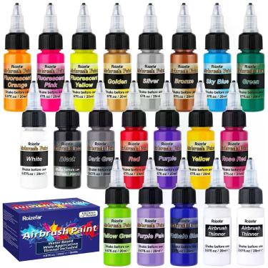 Imagem de Kit de Tintas para Aerógrafo Roizefar 18 Cores Frascos de 20ml