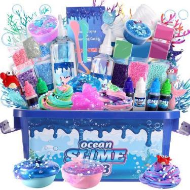 Imagem de Slime Kit fsutvitg Ocean Theme não pegajoso para crianças de 4 a 12 an