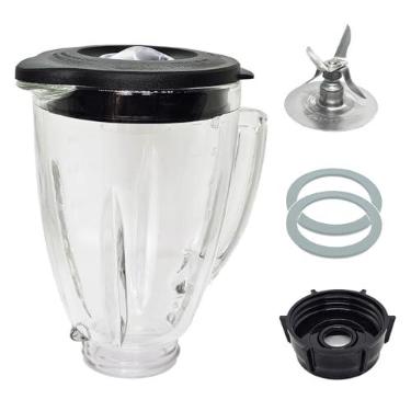 Imagem de Frasco de vidro para liquidificador de 6 xícaras com lâmina, peças de reposição para liquidificador Aspas Para Licuadora Oster Osterizer (não serve nos modelos Pro, Master ou Versa)