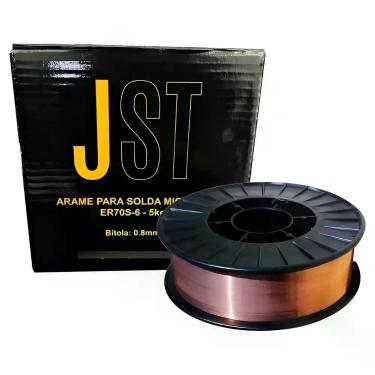 Imagem de Arame De Solda Mig 0,8mm 5kg ER70S-6 JST Carretel Cobreado Para Aço Ca