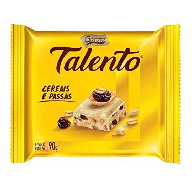 Imagem de Chocolate Branco Tablete Talento Amarelo Cereais e Passas 90Gr C/12un - Garoto