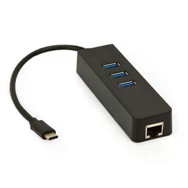 Imagem de Hub Adaptador Usb-c Com 3 Portas Usb, Rede - Preto
