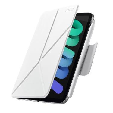 Imagem de PITAKA Capa para iPad mini A17 Pro, 4 ângulos intuitivos, Folio2-Branco | Capa magnética retrato/paisagem para iPad mini 7 e iPad mini 6 com suporte para lápis, capa fina e leve para iPad mini