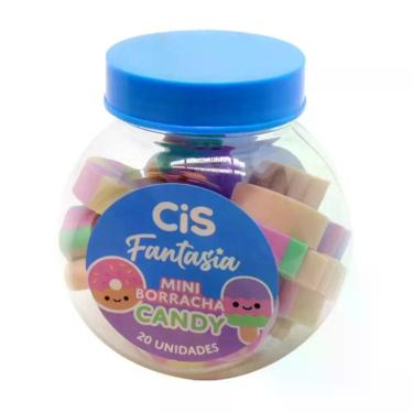 Imagem de Borracha Cis Mini Fantasia Cis Candy com Formato de Animais Macia e Eficiente 6X5CM Pote 20 Unidades Sortidas
