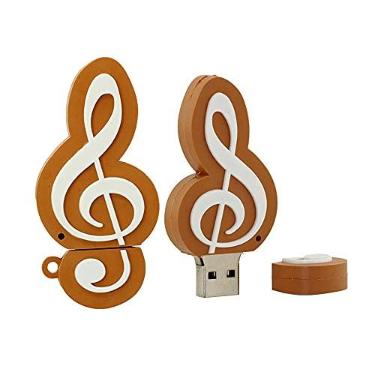 Imagem de Flash Drives USB em forma de nota musical de 16 GB, pen drive de memória, pen drives pen drives USB Flash Disk Pen Drive U Disk USB 2.0 Pen Drive (marrom branco)