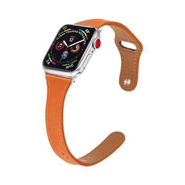 Imagem de Pulseira De Couro Slim Para Apple Watch Feminina Ultra 49mm 8 41mm 45m