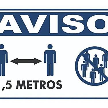 Imagem de Placa de Sinalização Aviso Distanciamento Social 1,5 Metros 20X30CM