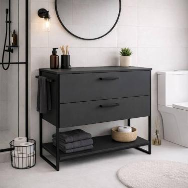Imagem de Gabinete Armário Banheiro 80cm Estilo Industrial L1028 Lacasamia, Graf