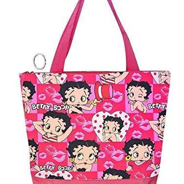 Imagem de Betty Boop Bolsa de compras de poliéster com bolsa de moedas, estilo sacola (rosa) grande, rosa, Large