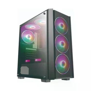 Imagem de Gabinete Gamer Atx Brazilpc Preto C/ 4 Cooler Vidro Lateral Frente Mash T02b