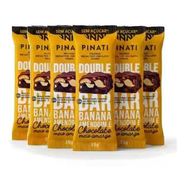 Imagem de Kit 6 PINATI Double Bar Banana Amendoim Chocolate 35g Vegan - Pinati S