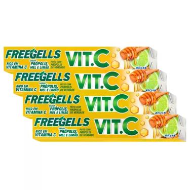 Imagem de Kit 4 Bala Freegells Vit C Própolis Mel e Limão Drops 27,9g