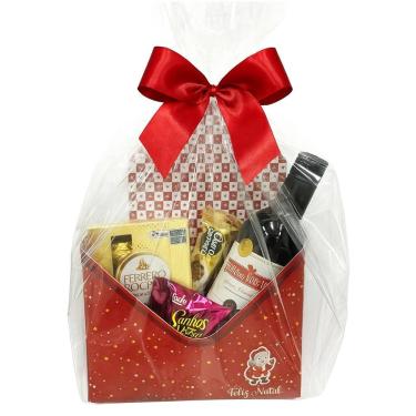 Imagem de Presente de Natal Cesta Luxo Vinho Ferrero Rocher Bombom