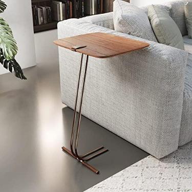 Imagem de Mesa L50 Lateral Aproximação Sofá Madeira Base Café