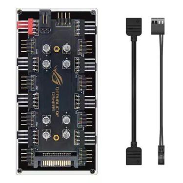 Imagem de HUB 2 em 1 Controlador PWM e LED, 4 Pinos, Sincronizador RGB 12V, 4 Pinos, 8 Portas, Alimentação Sata