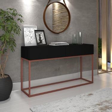 Imagem de Aparador Eros 110cm Comprimento Pés Em Metal Rosegold Móvel Preto