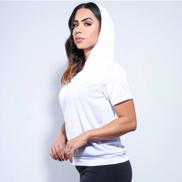 Imagem de Blusinha Fitness Dry Fit Mescla com Capuz Moda Fitness - Fitmoda, Bran