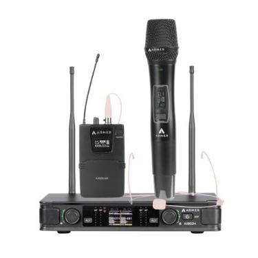Imagem de Microfone sem Fio Duplo Bastão + Headset Armer AX802MH