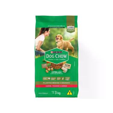 Imagem de Ração DOG CHOW Cães Filhotes Médios e Grandes Carne, Frango e Arroz 3k