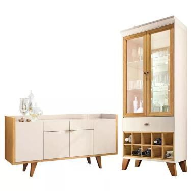 Imagem de Buffet Melodia E Cristaleira ópera Off White Cinamomo – Hb Móveis