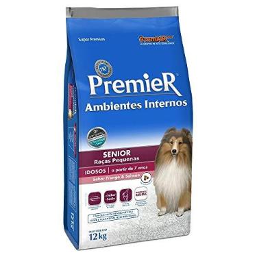 Imagem de Ração Premier Senior Ambientes Internos para Cães Adultos 7+ Sabor Frango e Salmão, 12kg Premier Pet Raça Idosos,