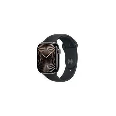Imagem de Apple Watch Series 10 GPS + Cellular, Caixa Ardósia de Titânio de 46 mm, Pulseira Esportiva Preta, Tamanho M/G - MWYE3AM/A