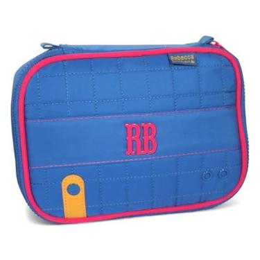 Imagem de Estojo Escolar Rebecca Bonbon Juvenil, 3 Divisórias Porta Lápis com Forro Personalizado, Feminino (Azul Claro)