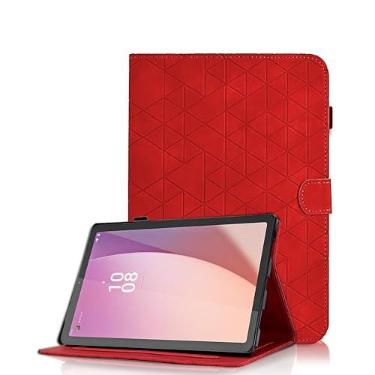 Imagem de Capa para Lenovo Tab M9 9 polegadas 2023 (TB-310FU)/Nook 22.9 cm Lenovo Tablet (2024), capa fólio de couro PU com visualização em vários ângulos com fecho magnético, vermelho