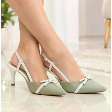 Imagem de Sapato Scarpin Salto Médio Baixo Bico Fino Feminino 6cm - EMILY ONLINE