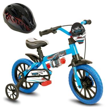 Imagem de Bicicleta Infantil Aro 12 Veloz para Menino com Capacete Preto - Natho