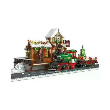 Imagem de Trem De Natal Motorizado Em Blocos De Montar DIY, Decoração De Férias 