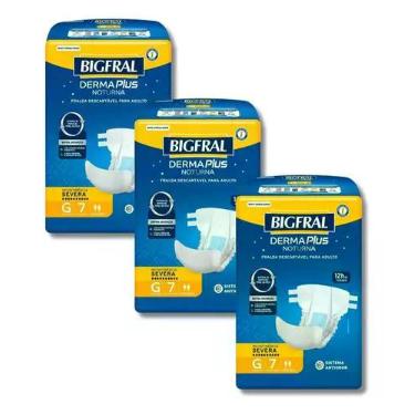 Imagem de Fralda Bigfral Derma Plus Noturna Unissex - 3 Pacotes -, Grande