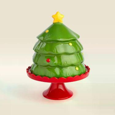 Imagem de Porta Panetone Magic em Cerâmica com Design de Árvore de Natal para Festas de Fim de Ano Vermelho Acasa