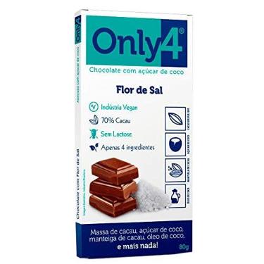 Imagem de Chocolate 70% Cacau Açúcar de Coco e Flor de Sal Only4 80g