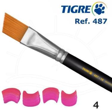 Imagem de Pincel Tigre 487 - Chanfrado Sintético Dourado Acetinado, 04