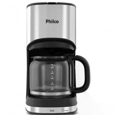 Imagem de Cafeteira Elétrica Philco Compact Black Inox 15 Xícaras Jarra de Vidro Prata e Preto 110V
