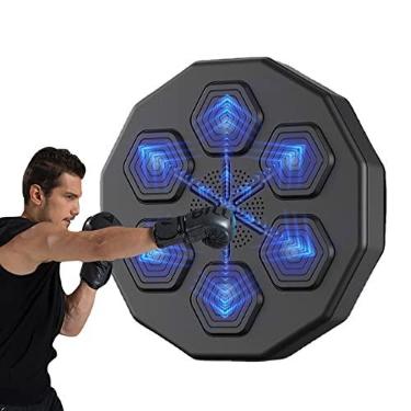 Imagem de NEWDEZHI Máquina de boxe de música inteligente, máquina de boxe montada na parede, saco de pancadas eletrônico para adultos e crianças treinamento de coordenação óculo-manual (sem luvas)