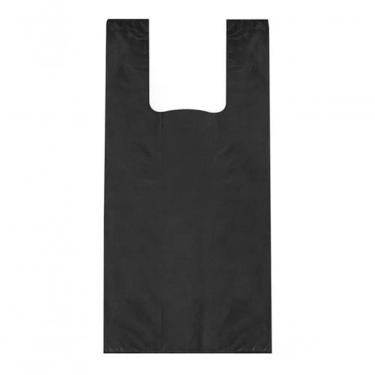 Imagem de Sacola Plástica Reciclada Alça Camiseta com Alça Reforçada 30x40CM 5KG Preta Higipack