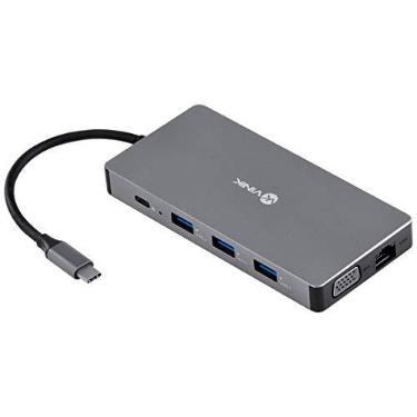 Imagem de HUB USB TIPO C TYPE C 10 EM 1-3 USB 3.0 + CARTÃO SD TF + HDMI + VGA + ÁUDIO P2 + RJ45 + POWER DELIVERY (PD) 60W HC-10, Vinik